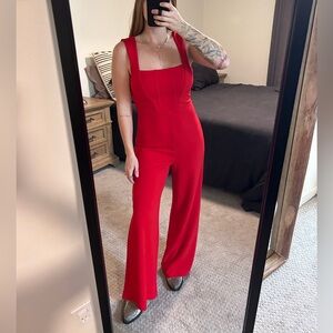 Lulu's Vibrant Red Jumpsuit